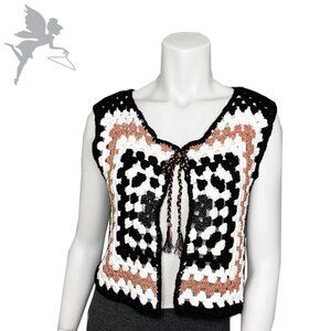 NWT OFHANDMADE Crochet Vest Hand Knit in Italy